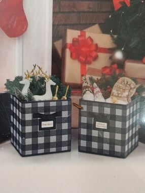 Huntington Home Black and White Buffalo Check Storage Bins